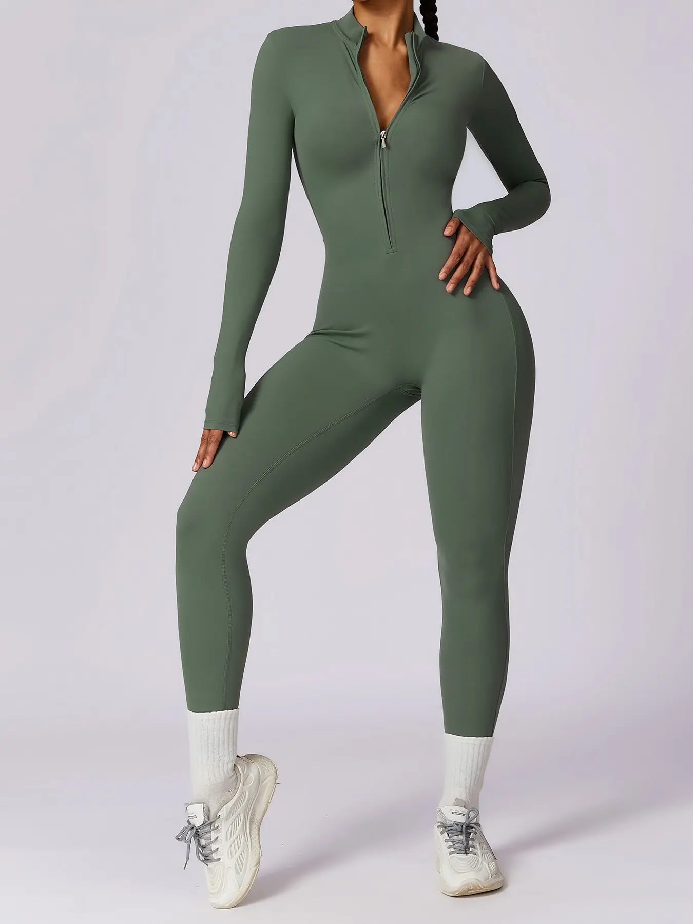Women'S Solid Zip up Long Sleeve Sports Jumpsuit, Casual Sporty Comfy Jumpsuit for Yoga Gym Workout, Ladies Sportswear for All Seasons, All Season Activewear