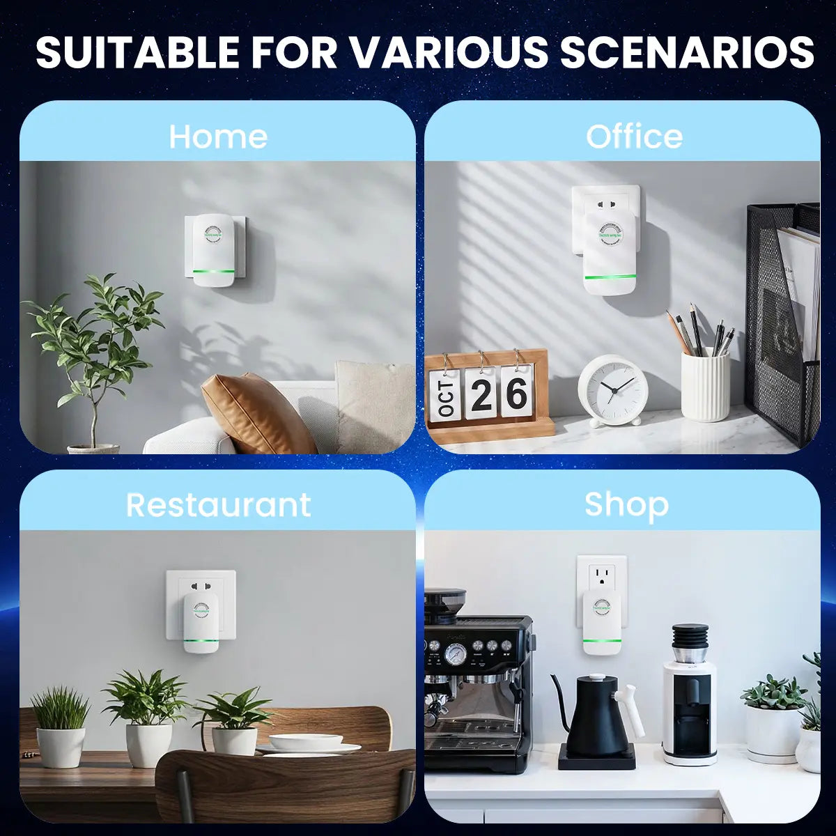 Plug-In Power Box with US Plug 2026 Updated Design Compatible with 90–250V Input Range